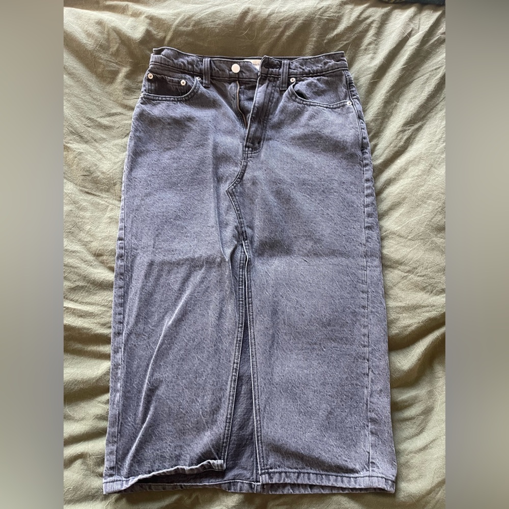Abercrombie & Fitch Charcoal denim midi skirt
